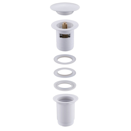 Донный клапан ABBER AF0010W с переливом, клик-клак, белый