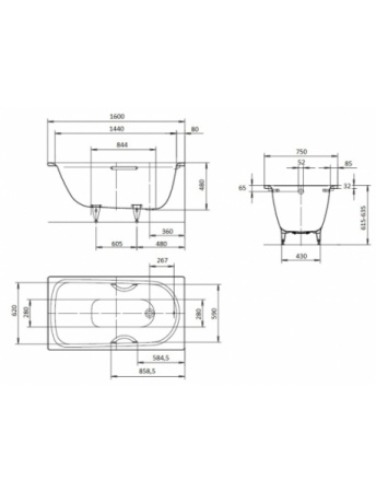 Стальная ванна (160х75) Kaldewei Saniform Plus Star 345 Standard 134500010001