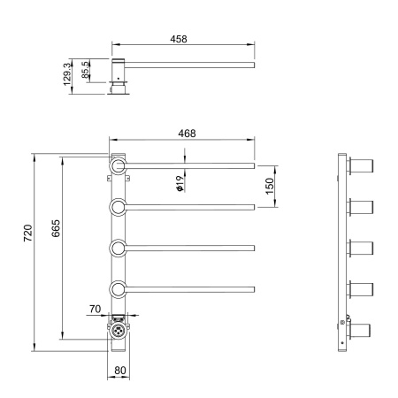 Полотенцесушитель электрический встраиваемый WONZON & WOGHAND HAMBURG, хром WW-AL314-CR