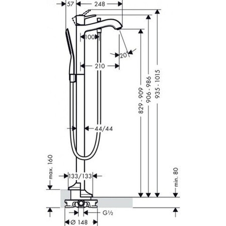 Смеситель для ванны напольный Hansgrohe Metropol 31445090