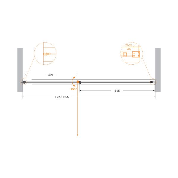 Душевая дверь (150х195) CEZARES URBAN URBAN-B-12-150-C-NERO