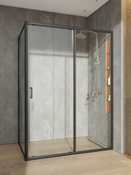 Душевой уголок  без поддона (140х88,5) Orange E23-14090TB матовый черый