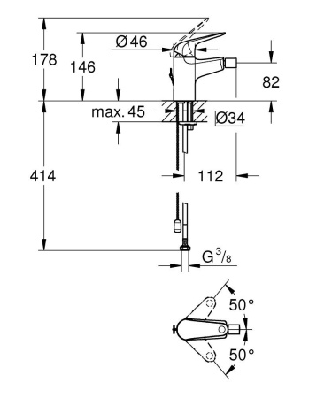 Смеситель для биде однорычажный Grohe Euroeco New 32882 001 (32882001) хром