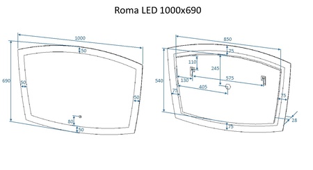 Зеркало с подсветкой Art&Max ROMA AM-Rom-1000-700-DS-F