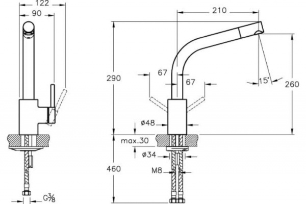 Смеситель VITRA Pure A42089EXP