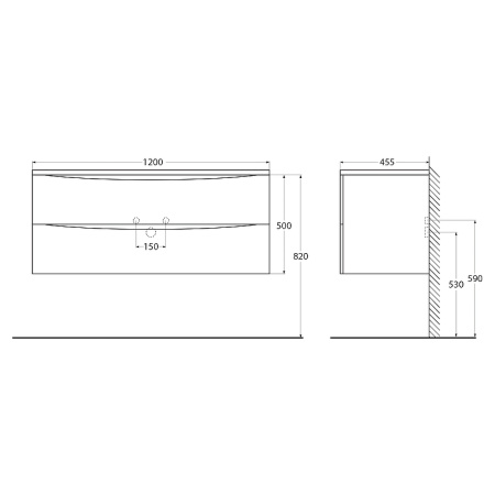 База под раковину BelBagno ACQUA-1200-2C-SO-RR подвесная Rovere Rustico