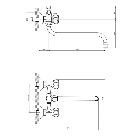 Смеситель для ванны DECOROOM DR50 DR50045R
