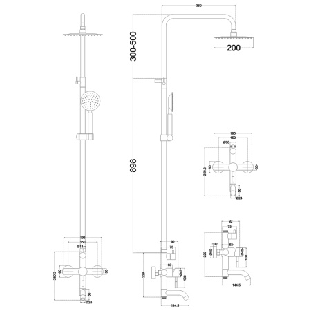 Душевая система с изливом Melana Tondo 610107