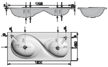 Полувстраиваемая  раковина RAVAL Hotte  Ott.08.100/W