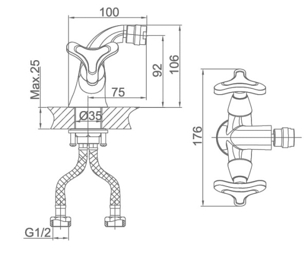 Смеситель для биде D&K Hessen Goethe (DA1382241)