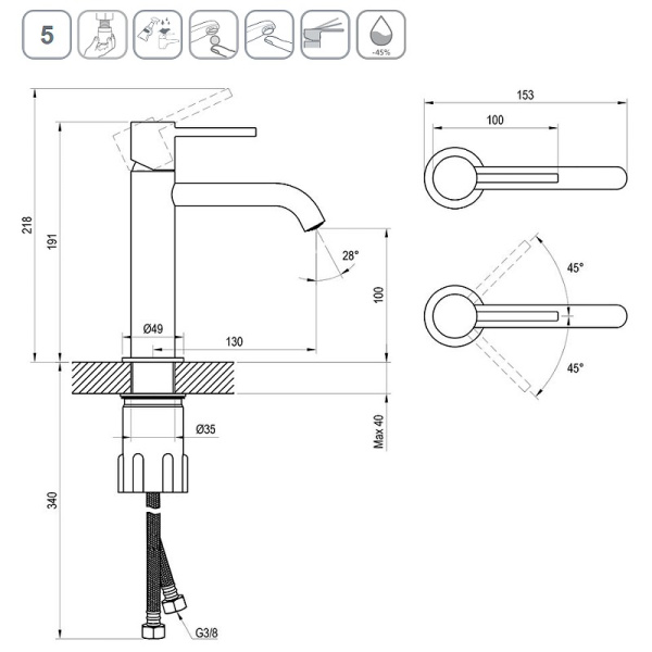 Смеситель для раковины Ravak Espirit ES 012.00CR X070193 хром