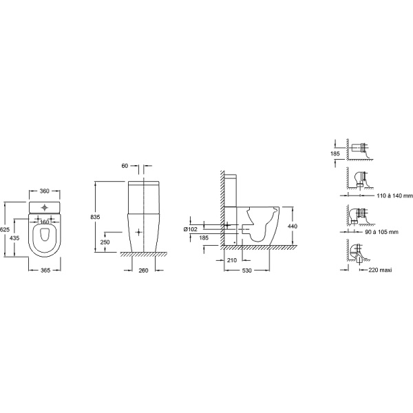 Чаша унитаза Jacob Delafon Soprano UJAK102-0 без бачка и сиденья