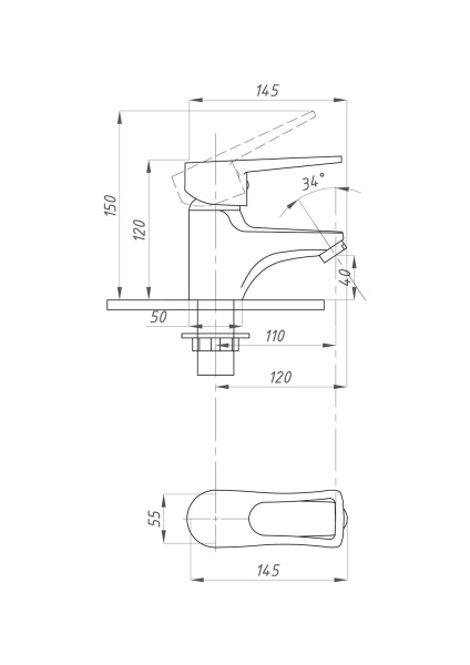 Смеситель для раковины ПСМ-Профсан  ПЛЮС PSM-740-017