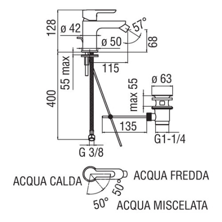 Смеситель для биде NOBILI ABC AB87119/1CR