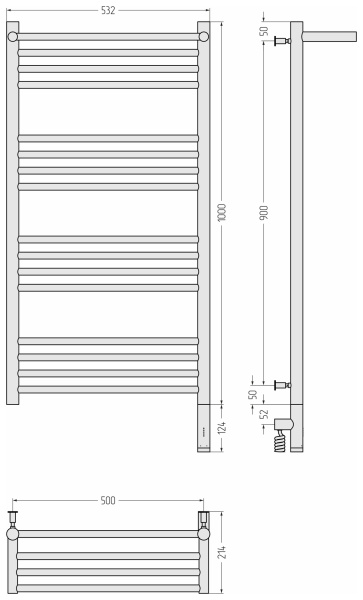 Полотенцесушитель электрический (100х50) Сунержа Богема 3.0 15-5807-1050 правый