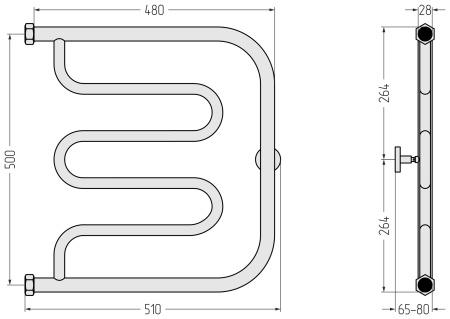 Полотенцесушитель водяной (50х50) Сунержа Лира+ 03-4011-5050