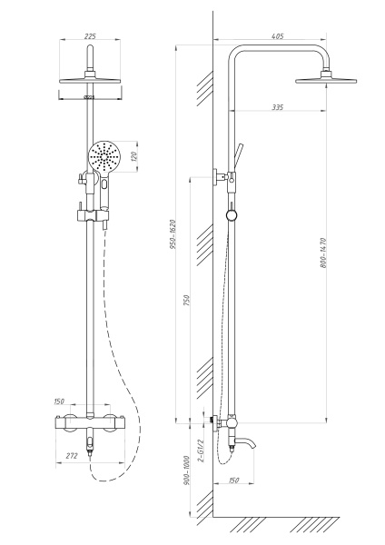 Душевая система с изливом ПСМ-Профсан PSM-805-81CH