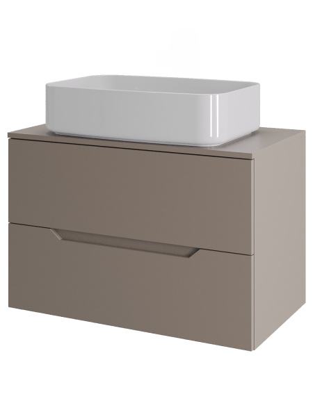 Тумба с раковиной подвесная 70 см, Orange Line Li-70TuLMDF+B07-600W латте/белый