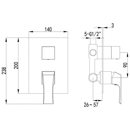 Смеситель для ванны с душем Lemark Unit (LM4528C)