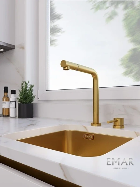 Смеситель для кухни EMAR ЕС - 7027 PVD Golden