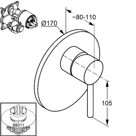 Встраиваемый смеситель для душа Kludi Bozz 386550576