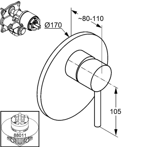 Встраиваемый смеситель для душа Kludi Bozz 386550576 Встраиваемый смеситель для душа Kludi Bozz 386550576