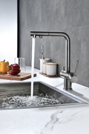 Смеситель для кухни с подключением к фильтру  Paulmark Serpentine Se213222-GM
