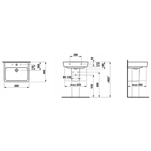 Раковина подвесная (60х48)Laufen Pro 8.1895.2.000.104.1