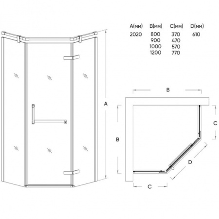 Душевой уголок Veconi Rovigo RV38-90T-01-19C1