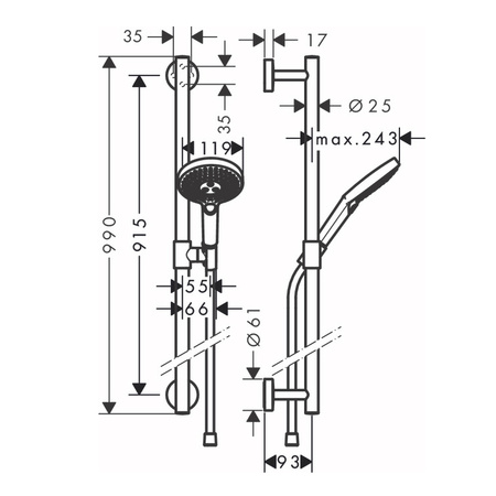 Душевой гарнитур Hansgrohe Raindance Select S 120 3jet 26322400 белый/хром