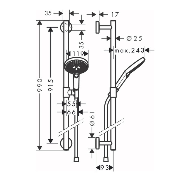 Душевой гарнитур Hansgrohe Raindance Select S 120 3jet 26322400 белый/хром