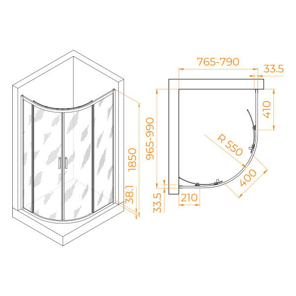 Душевой уголок (100х80) RGW Passage PA-61 41086180-11 прозрачное