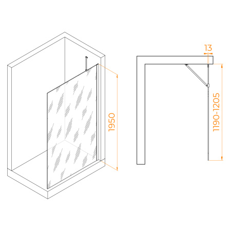 Душевая перегородка 120 см RGW WA-110 Walk In 351011012-11 прозрачное