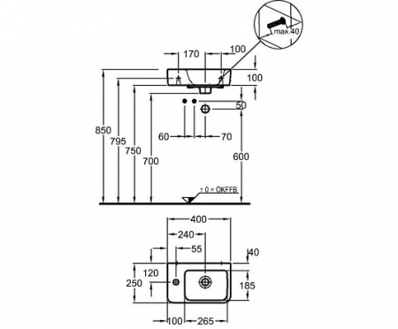 Раковина подвесная (40х25) Geberit Renova Compact 276240000