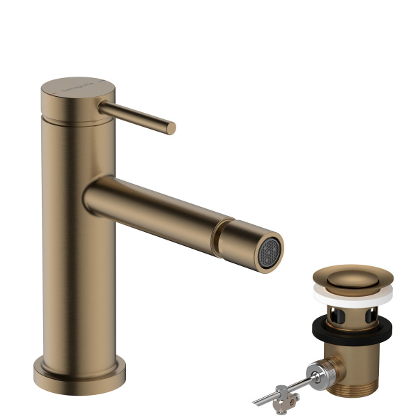 Смеситель для биде с донным клапаном Hansgrohe Tecturis S 73201140 шлифованная бронза