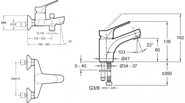Комплект смесителей Jacob Delafon Brive E78121-CP