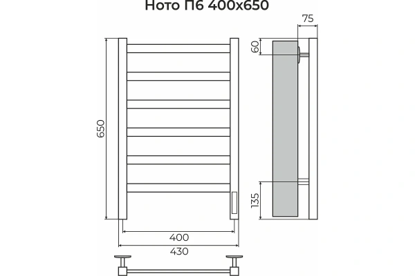 Полотенцесушитель электрический (40х65) П6 Terminus Нотто 4670078557162