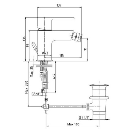 Смеситель для биде Eca Nita 102110151EX