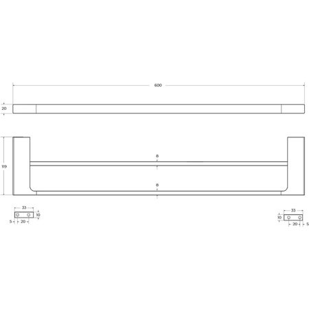 Полотенцедержатель двойной CEZARES SLIDER-THD-60-NOP