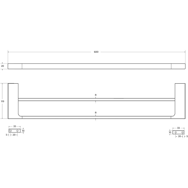Полотенцедержатель двойной CEZARES SLIDER-THD-60-IN