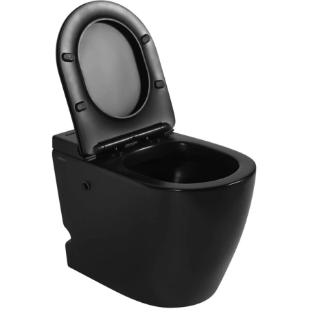Унитаз ABBER Bequem AC1115PMB импульсный приставной черный матовый, безободковый