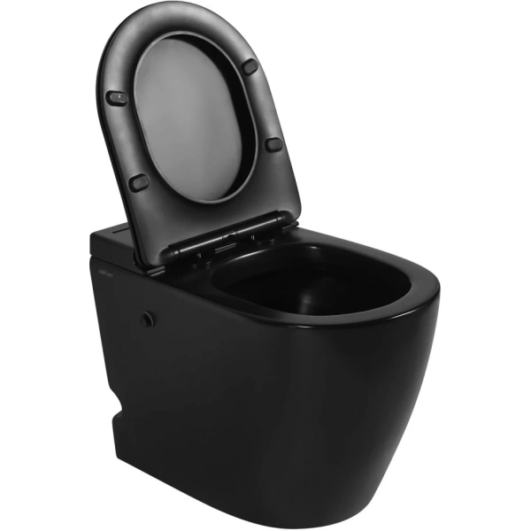 Унитаз ABBER Bequem AC1115PMB импульсный приставной черный матовый, безободковый