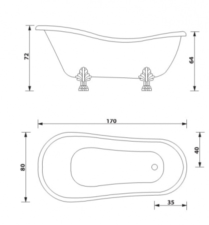 Ванна на львиных лапах Treesse Epoca V5071 cr