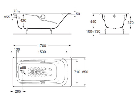 Ванна чугунная Roca Ming (170x85) A2302G000R