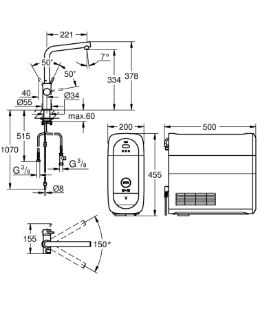 Смеситель для кухни GROHE Blue Home 31454 000 (31454000) хром