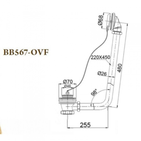 Слив-перелив для ванны BelBagno BB567-OVF-BRN, бронза