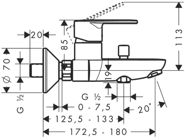 Смеситель для ванны, однорычажный,Hansgrohe Talis E2, 31642000