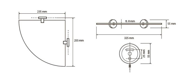 Полочка стеклянная угловая Bemeta Omega 104102012