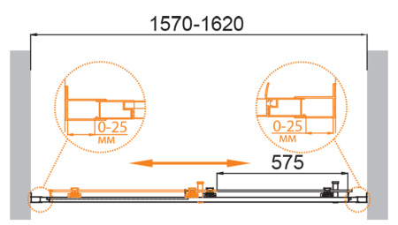 Душевая дверь (160х195) CEZARES MOLVENO MOLVENO-BF-1-160-C-BORO-IV