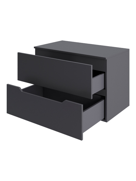 Тумба с раковиной подвесная 70 см, Orange Line Li-70TugMDF+B09-360W графит/белый